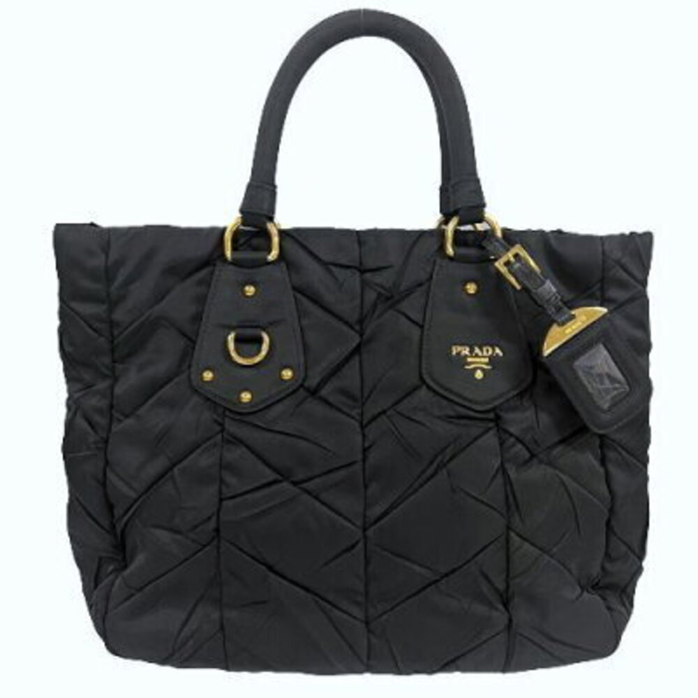 Prada Shoulder Bag Tote Charm Black Nylon